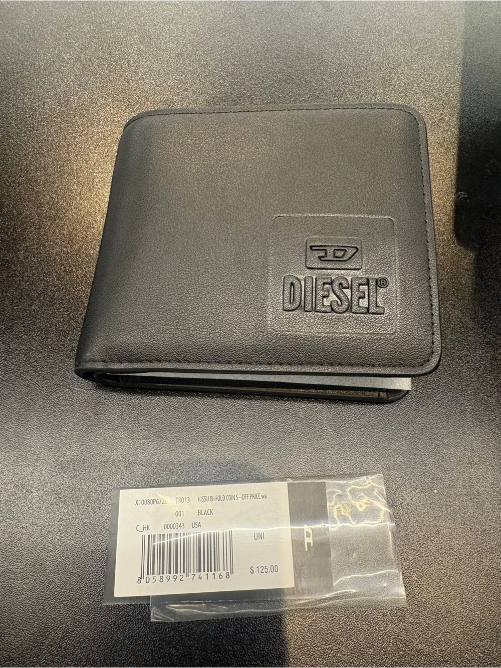 Diesel Black Leather Bi-Fold Card Holder Wallet
